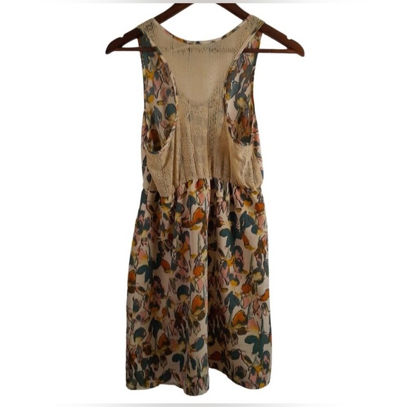 💥Kimchi Blue Floral Watercolor Print Back Lace Detail Women Dress M - Picture 2 of 10